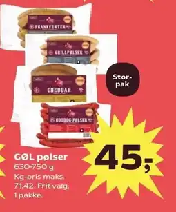 Kvickly GØL pølser tilbud