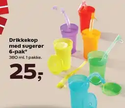 Kvickly Drikkekop med sugerør 6-pak tilbud