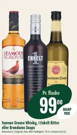 Min Købmand Famous Grouse Whisky, 1 Enkelt Bitter eller Brøndrums Snaps tilbud