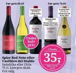Dagli'Brugsen Spier Red Note eller Casillero del Diablo tilbud