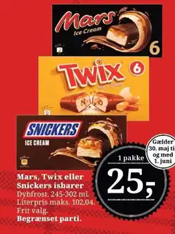 Dagli'Brugsen Mars, Twix eller Snickers isbarer tilbud