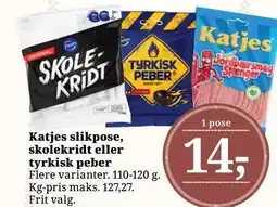 Katjes slikpose, skolekridt eller tyrkisk peber