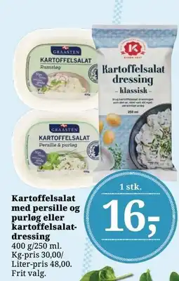 Kartoffelsalat med persille og purløg eller kartoffelsalatdressing