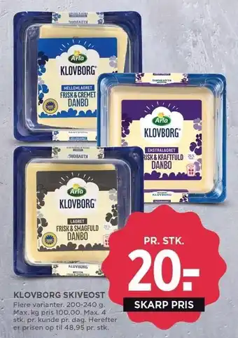 MENY KLOVBORG SKIVEOST tilbud