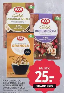 MENY AXA GRANOLA GOLD MÜSLI ELLER KORNKAMMERET ØKOLOGISK MÜSLI tilbud
