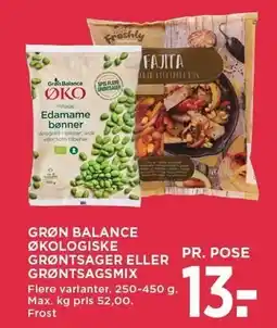 MENY GRØN BALANCE ØKOLOGISKE GRØNTSAGER ELLER GRØNTSAGSMIX tilbud
