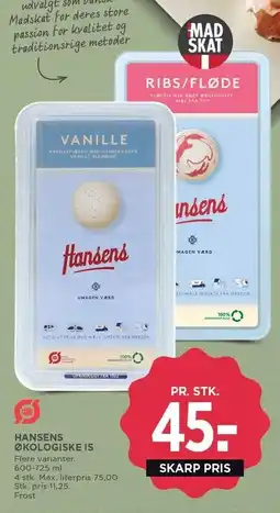 MENY HANSENS ØKOLOGISKE IS tilbud