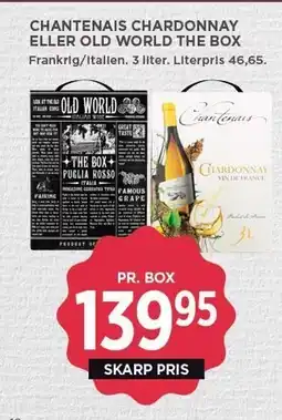 MENY CHANTENAIS CHARDONNAY ELLER OLD WORLD THE BOX tilbud