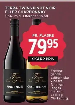 MENY TERRA TWINS PINOT NOIR ELLER CHARDONNAY tilbud