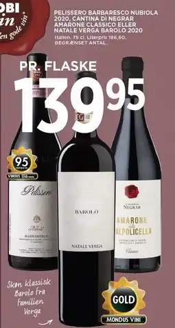 MENY PELISSERO BARBARESCO NUBIOLA 2020, CANTINA DI NEGRAR AMARONE CLASSICO ELLER NATALE VERGA BAROLO 2020 tilbud