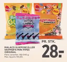 MENY MALACO SLIKPOSE ELLER SKIPPER'S MINI PIPES ORIGINAL tilbud