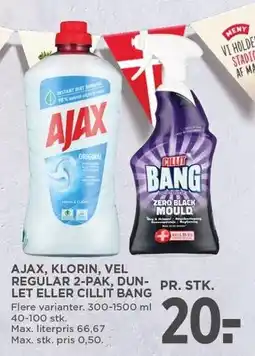 MENY AJAX, KLORIN, VEL REGULAR 2-PAK , DUN-LET ELLER CILLIT BANG tilbud