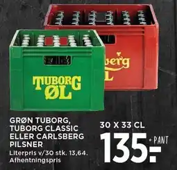 MENY GRØN TUBORG, TUBORG CLASSIC ELLER CARLSBERG PILSNER tilbud