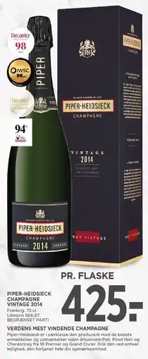 MENY PIPER-HEIDSIECK CHAMPAGNE VINTAGE 2014 tilbud