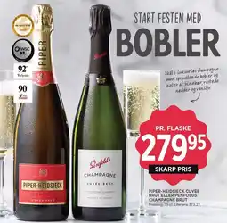 MENY PIPER-HEIDSIECK CUVÉE BRUT ELLER PENFOLDS CHAMPAGNE BRUT tilbud