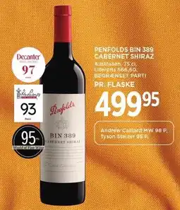 MENY PENFOLDS BIN 389 CABERNET SHIRAZ tilbud