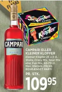 MENY CAMPARI ELLER KLEINER KLOPFER tilbud