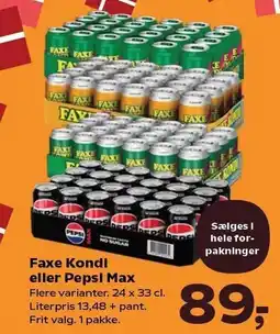 SuperBrugsen Faxe Kondi eller Pepsi Max tilbud
