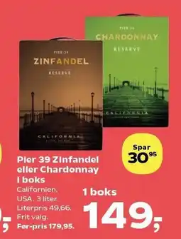 SuperBrugsen Pier 39 Zinfandel eller Chardonnay i boks tilbud