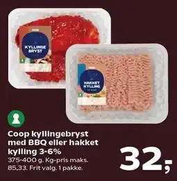 SuperBrugsen Coop kyllingebryst med BBQ eller hakket kylling 3-6% tilbud