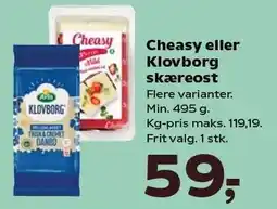 SuperBrugsen Cheasy eller Klovborg skæreost tilbud