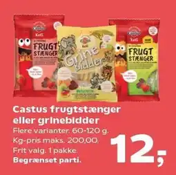 SuperBrugsen Castus frugtstænger eller Grinebidder tilbud