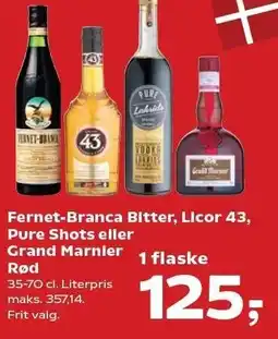 SuperBrugsen Fernet-Branca Bitter, Licor 43 Pure Shots eller Grand Marnier Rød tilbud