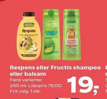 SuperBrugsen Respons eller Fructis shampoo eller balsam tilbud