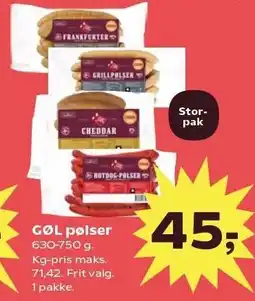 SuperBrugsen GØL pølser tilbud