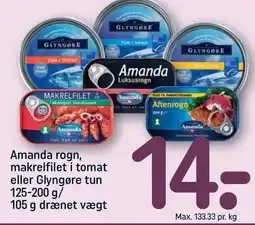 REMA 1000 Amanda rogn, makrelfilet i tomat eller Glyngøre tun tilbud