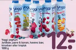REMA 1000 Yoggi yoghurt Jordbær, pære & banan, havens bær, kirsebær eller tropisk tilbud