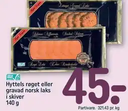 REMA 1000 Hyttels røget eller gravad norsk laks i skiver tilbud