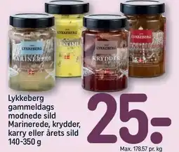 REMA 1000 Lykkeberg gammeldags modnede sild Marinerede, krydder, karry eller årets sild tilbud