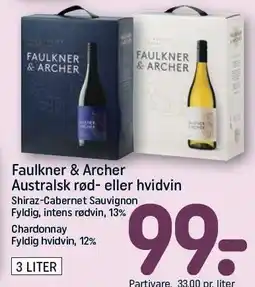 REMA 1000 Faulkner & Archer Australsk rød- eller hvidvin tilbud