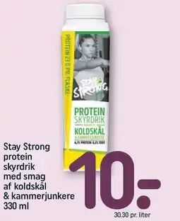 REMA 1000 Stay Strong protein skyrdrik med smag af koldskål & kammerjunkere tilbud