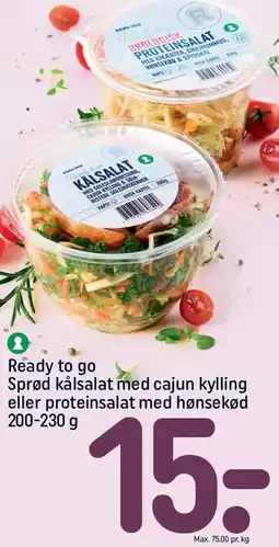 REMA 1000 Ready to go Spød kålsalat med cajun kylling eller proteinsalat med hønsekød tilbud