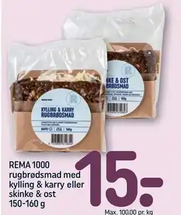 REMA 1000 REMA 1000 rugbrødsmad med kylling & karry eller skinke & ost tilbud