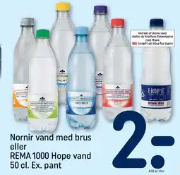 REMA 1000 Nornir vand med brus eller REMA 1000 Hope vand tilbud