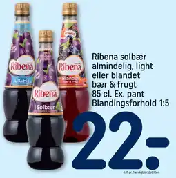 REMA 1000 Ribena solbær almindelig, light eller blandet bær & frugt tilbud