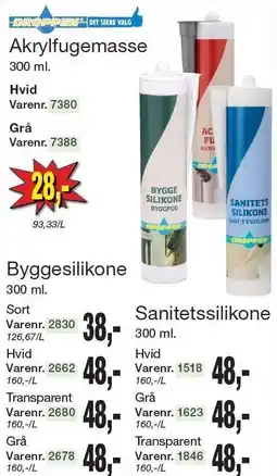 Harald Nyborg Droppen Akrylfugemasse, Byggesilikone eller Sanitetssilikone tilbud