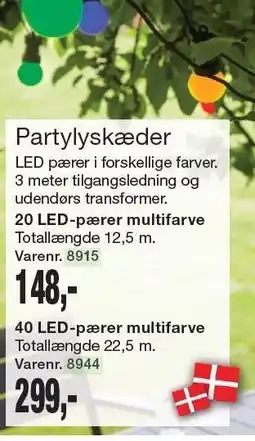 Harald Nyborg Partylyskæder 20 eller 40 LED-pærer multifarve tilbud