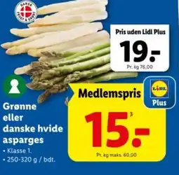 Lidl Grønne eller danske hvide asparges tilbud