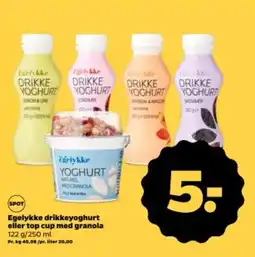 Netto Egelykke drikkeyoghurt eller top cup med granola tilbud