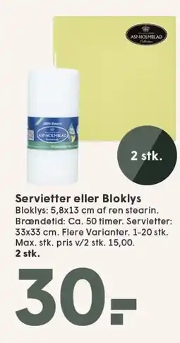 SPAR Servietter eller Bloklys tilbud