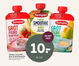 SPAR Semper Smoothie eller Grød Klempose tilbud