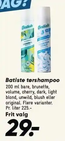 Bilka Batiste tørshampoo tilbud