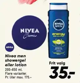 Bilka Nivea men showergel eller lotion tilbud