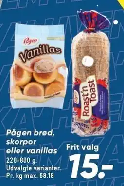 Bilka Pågen brød, skorpor eller vanillas tilbud