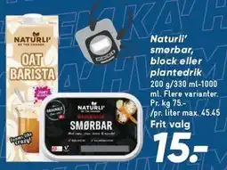 Bilka Naturli' smørbar, block eller plantedrik tilbud