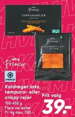 Bilka PRINCIP Koldrøget laks, tempura- eller crispy rejer tilbud